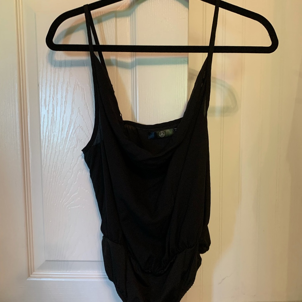 Missguided black cowl front strappy bodysuit